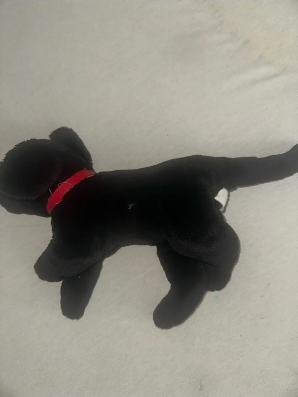 Kids Plush Black Dog Toy with Red Collar - Soft Pet Plush